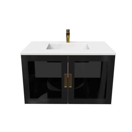 Castello Usa Solaria 36-inch Blue Vanity Set with White Top CB-RO-36BLU-GLD-2066-WH